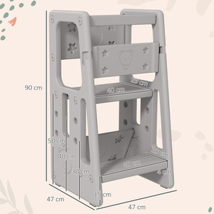 HOMCOM Kids Step Stool, Adjustable Standing Platform, Toddler Kitchen Stool by HOMCOM