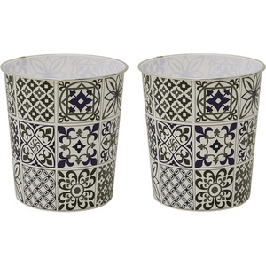 Mosaic Navy Waste Paper Bin by JVL