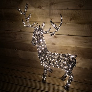 LED Indoor Outdoor Wicker Standing Reindeer Christmas Decoration - Black by Samuel Alexander