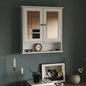 Priano 2 Door Mirrored Wall Cabinet With Shelf - White by Vida Designs