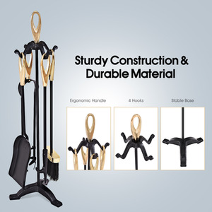 5Pcs Fire Companion Set Fireside Tools - Black by Costway