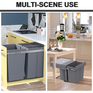 HOMCOM 40L Sorter Kitchen Recycle Waste Bin - Grey by HOMCOM