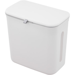 White Hanging Kitchen Trash Bin with Lid - White by Livingandhome