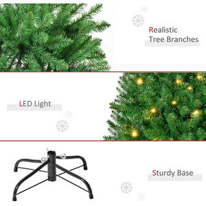 HOMCOM Prelit Artificial Christmas Tree with Warm White Lights - Green / 5ft by HOMCOM