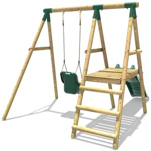 Wooden Swing Set with Slide by Rebo