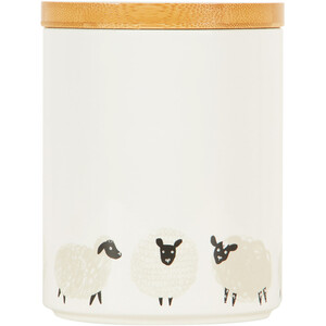 Highland Flock Canister with Bamboo Lid - White / Tea