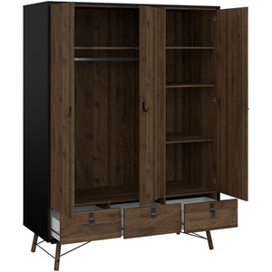 Ry 3 Piece Bedroom Set - Matt Black and Walnut