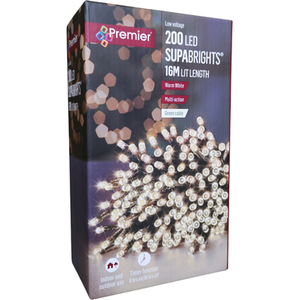 Premier 200 LED Warm Christmas Lights with Timer - Cool White by Samuel Alexander