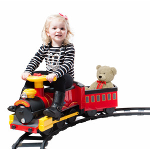 Steam Train 6 Volt with 4 x Straight and 4 x Curved Track Packs - Red by Rollplay