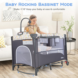 6-in-1 Baby Bed Travel Cot - Grey by Costway