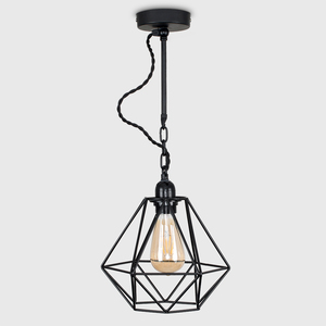 Industrial Satin Black Wall Ceiling Light Fitting With Black Metal Cage Shade - Black by ValueLights