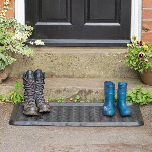Heavy Duty Rubber Boot Tray 80 x 40cm Black Pack of 2 - Black by Nicola Spring