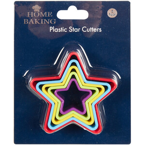 Set of 5 Plastic Star Cutters - Multicolour