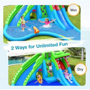 7 In 1 Inflatable Bounce House with Air Blower - Blue by Costway