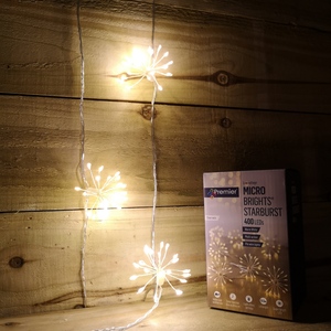 20 Multi Function Starburst Battery Operated Christmas Lights - Warm White by Samuel Alexander
