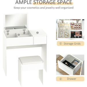 HOMCOM Dressing Table Set With Mirror - White by HOMCOM