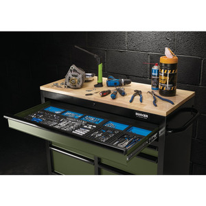 Draper Bunker Roller Workstation with Workbench - Green / Roller Tool Cabinet, 7 Drawer by Draper