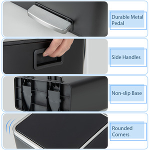 60L Double Rubbish Bin - Black by Costway