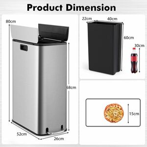 Recycle Pedal Kitchen Trash Can - Silver by Costway