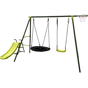 Double Swing with Slide Playset - Green