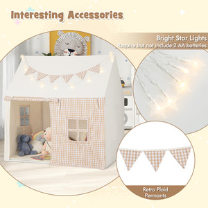 Kids Playhouse Tent with Padded Mat - Beige by Costway