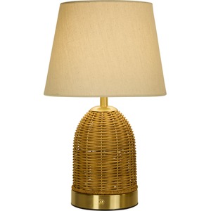 Rechargeable Rattan Table Lamp - Brown by Lighting Collection