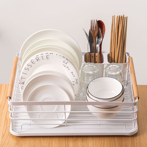 Iron Dish Drainer Drip Tray - White by Livingandhome