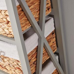 Home Source Dartmouth 3 Wicker Basket Drawer Chest Storage Unit - Grey by Home Source