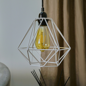 Modern Geometric White Metal Basket Cage Ceiling Pendant Light Shade - White by ValueLights