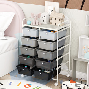 10-Drawer Storage Cart Rolling Cart - Dark Gradient by Costway