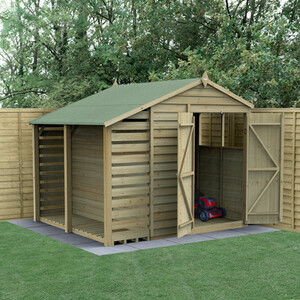4LIFE 6x8 Apex Shed with Lean To by Forest Garden