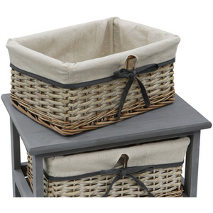 JVL Sherborne 3 Drawer Willow Storage Unit - Grey by JVL