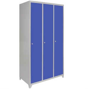 Metal Storage Lockers - Three Doors Wide, Blue - Blue by Monstershop