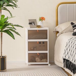 3-Drawer Stackable Shoe Storage Organiser - White by Costway