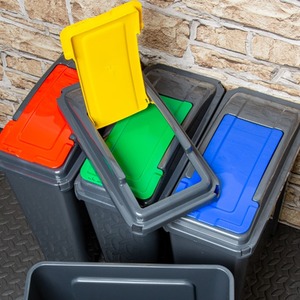 Red 25L Slimline Kitchen Bin Wham Recycling Rubbish Waste Dustbin Flip Top Lid - Graphite & Red by Wham