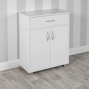 Small 2 Door 1 Drawer Hallway Living Room Sideboard Wooden Storage Cabinet Unit - White by URBNLIVING