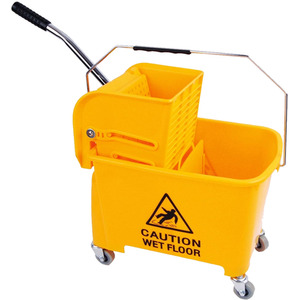 Yellow 20L Strong Kentucky Plastic Mop Bucket With Wheels and Handle - Yellow by STORM TRADING GROUP