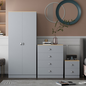 Esher 3 Piece Bedroom Furniture Set - Grey by FWStyle