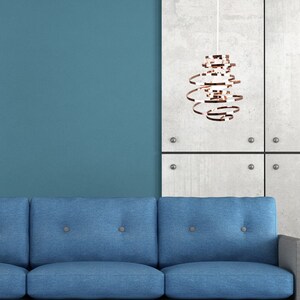 Contemporary Copper Metal Double Ribbon Spiral Swirl Ceiling Light Pendant - Copper by ValueLights