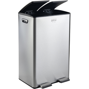 Double Compartment Stainless Steel Kitchen Bin - Silver / 60l by Charles Bentley