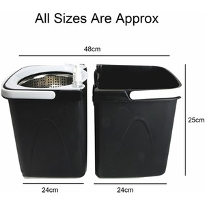 Black Spin Mop And Bucket With 3 Microfibre Heads - Black by Gr8 Home