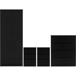 Malvern 2 Door Wardrobe Bedroom Set - Black by Seconique