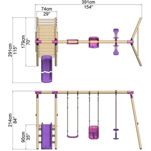 Wooden Swing Set with Slide by Rebo