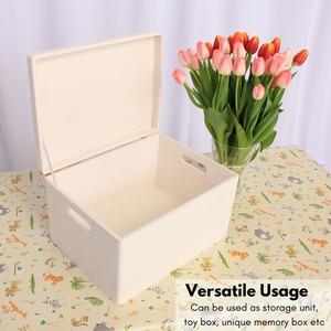 Multi-Purpose Wood Storage Box with Lid - Cream by NOVECRAFTO