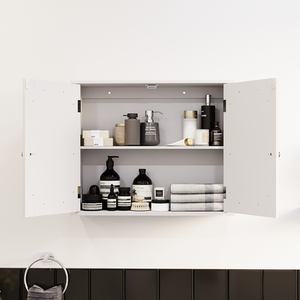 Priano 2 Door Mirrored Wall Cabinet - White by Vida Designs