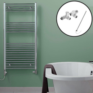 Bray Dual Fuel Heated Towel Rail, Straight, Chrome - Chrome by SolAire Heating Products
