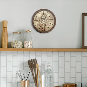 Vanity Living Round Glass Front Gear Wall Clock - copper / 23cm by Vanity Living