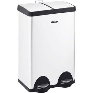 60L Dual Recycle Recycling Pedal Bin - White by Cooks Professional
