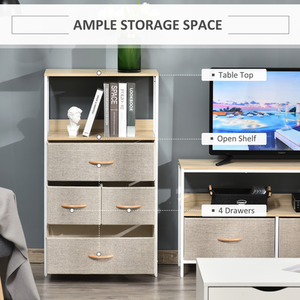 HOMCOM 4 Drawer Storage Chest Unit Home with Shelves Home Living Room Bedroom - White by HOMCOM