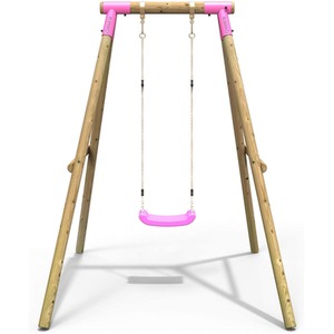 Wooden Single Swing Set with Standard Seat - Solar - Pink by Rebo